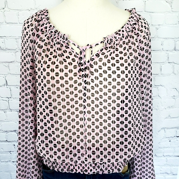 INC International Concepts Sheer Geometric Pattern Blouson Style Blouse--NWT--M - Picture 3 of 11